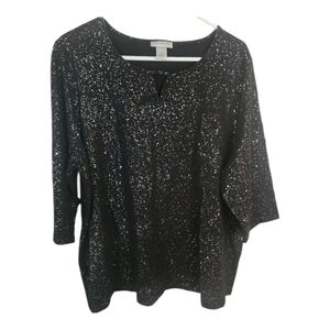 Catherines Black Sparkle Dress 3/4 SleeveTop Size 2x